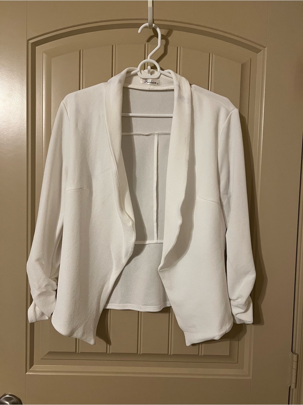 White Open-Front Women's Blazer Jacket